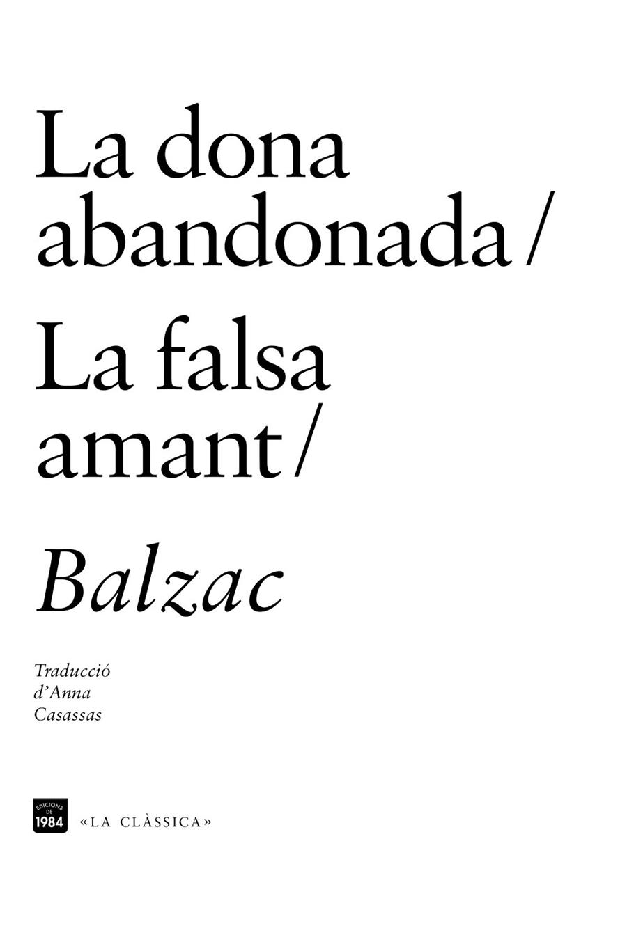 La dona abandonada / La falsa amant | 9788415835622 | Balzac