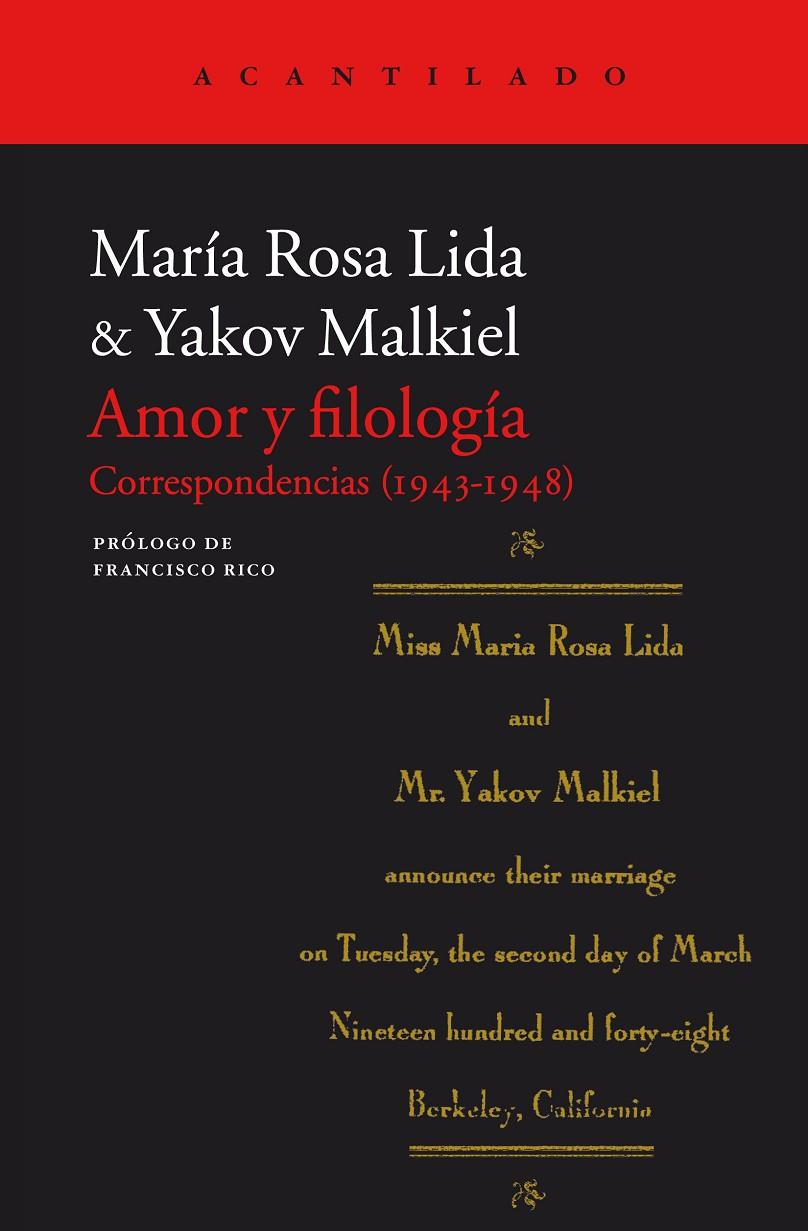 Amor y Filología. Correspondencia (1943-1948) | 9788416748150 | María Rosa Lida & Yakov Malkiel