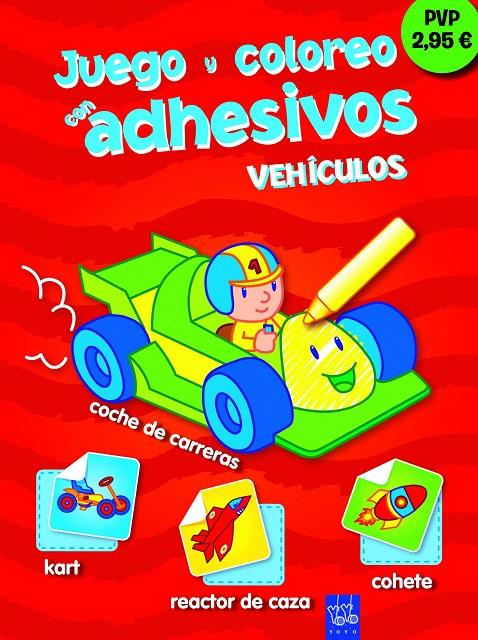 Juego y coloreo con adhesivos - vehículos | 9788408111368 | YOYO