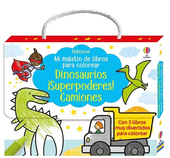 Mi maletín de libros para colorear 2 - Dinosaurios, ¡Superpoderes!, Camiones | 9781836062752 | Robson, Kirsteen